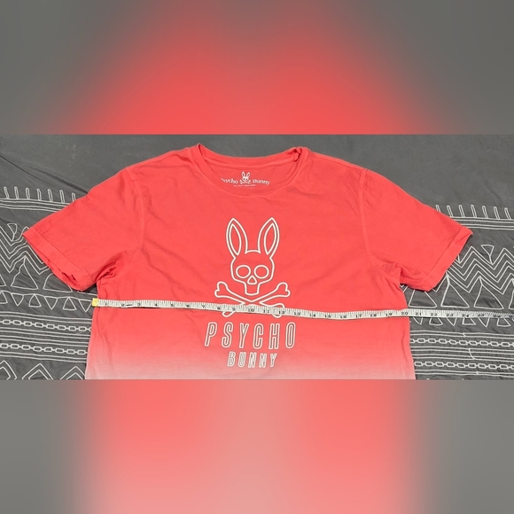 Psycho Bunny Men's Logo Coral And White Tshirt Size 5(M) - Picture 5 of 6